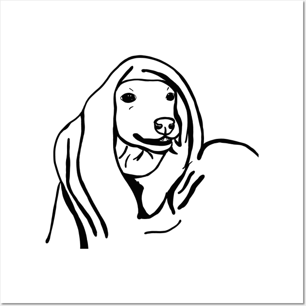 Funny dog in blanket Wall Art by Antiope